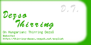 dezso thirring business card